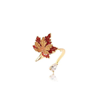 Mythjewelry Maple Leaf Enamel 18K Gold Light Luxury Ring