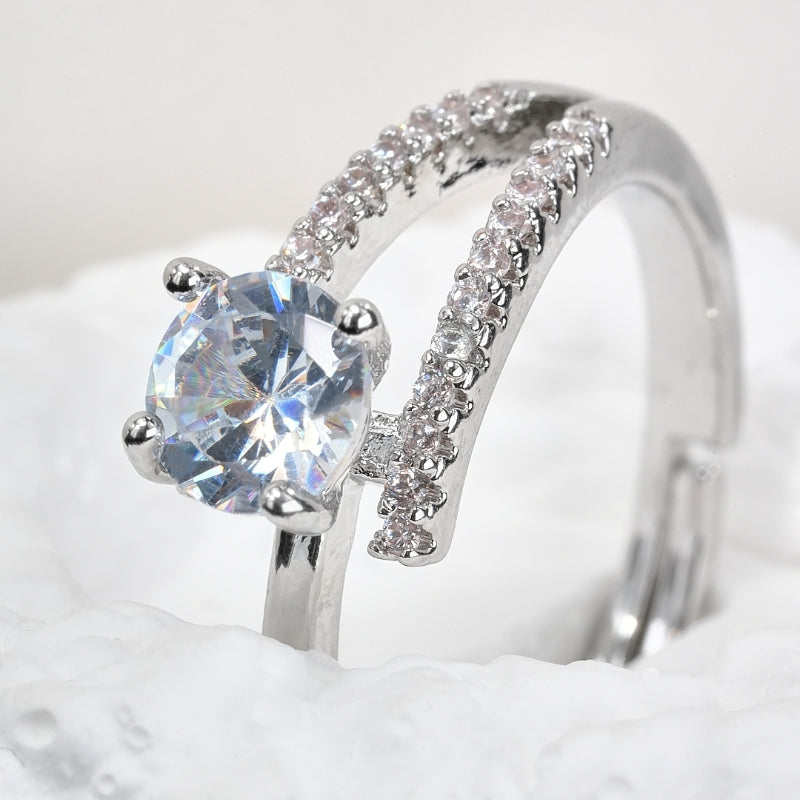 Asymmetrical Minimalist Design Rhinestone Ring