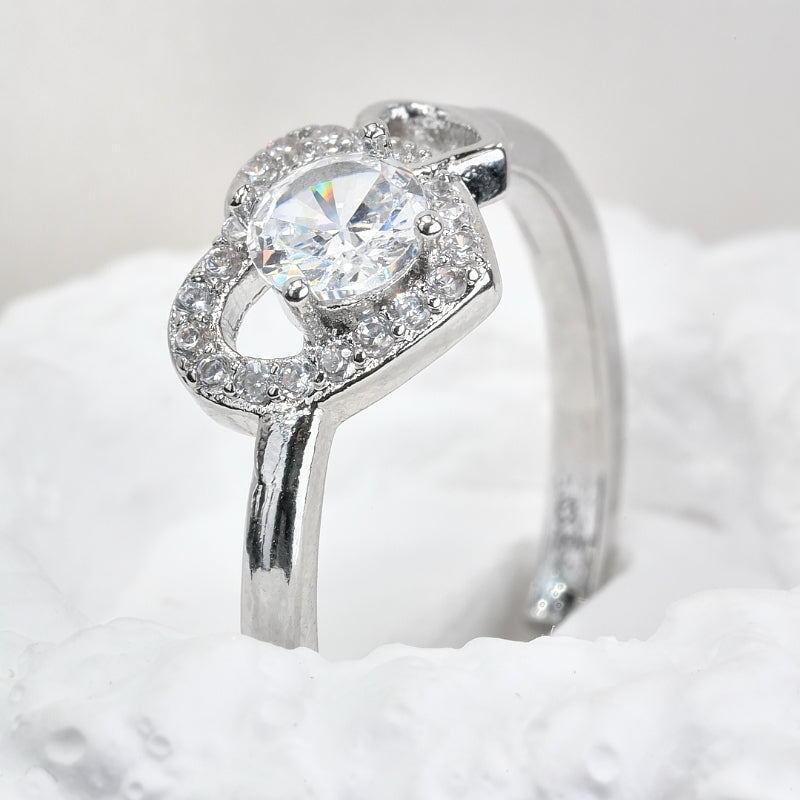 Romantic Heart Shaped Rhinestone Engagement Ring