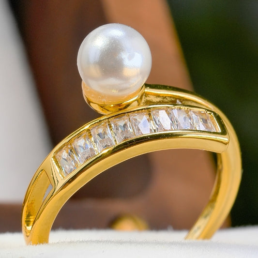 Fashion Vintage Pearl Open End Ring