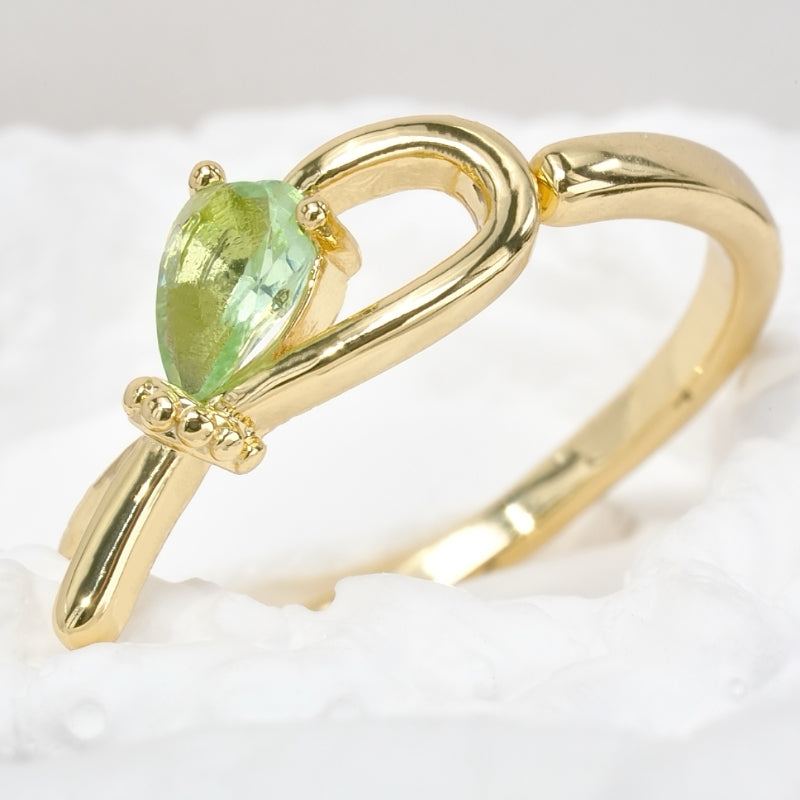 Tender Fairy Little Bow Teardrop Cut Stone Ring