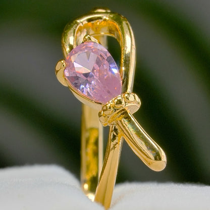 Tender Fairy Little Bow Teardrop Cut Stone Ring