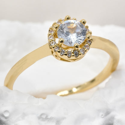 Vintage Style Minimalist Design Round Cut Stone Ring