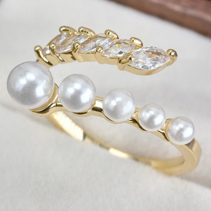 Horse's eye stone pearl open-end ring