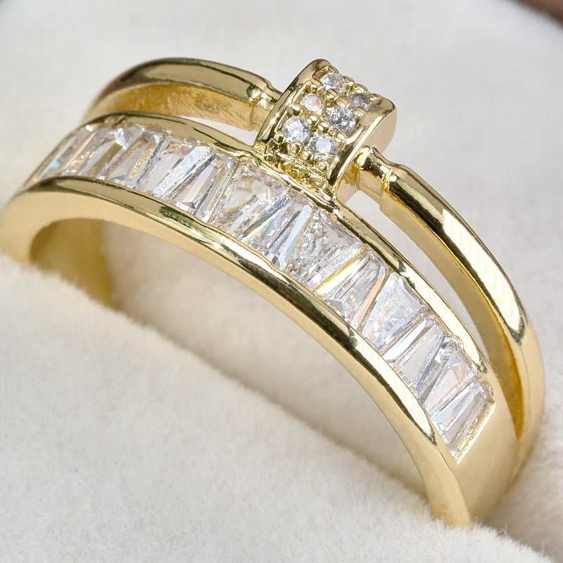 Double Fashion Light Luxury Trapezoidal Stone Ring