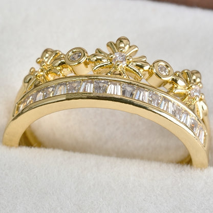 Vintage Style Crown Ladder Square Diamond Ring