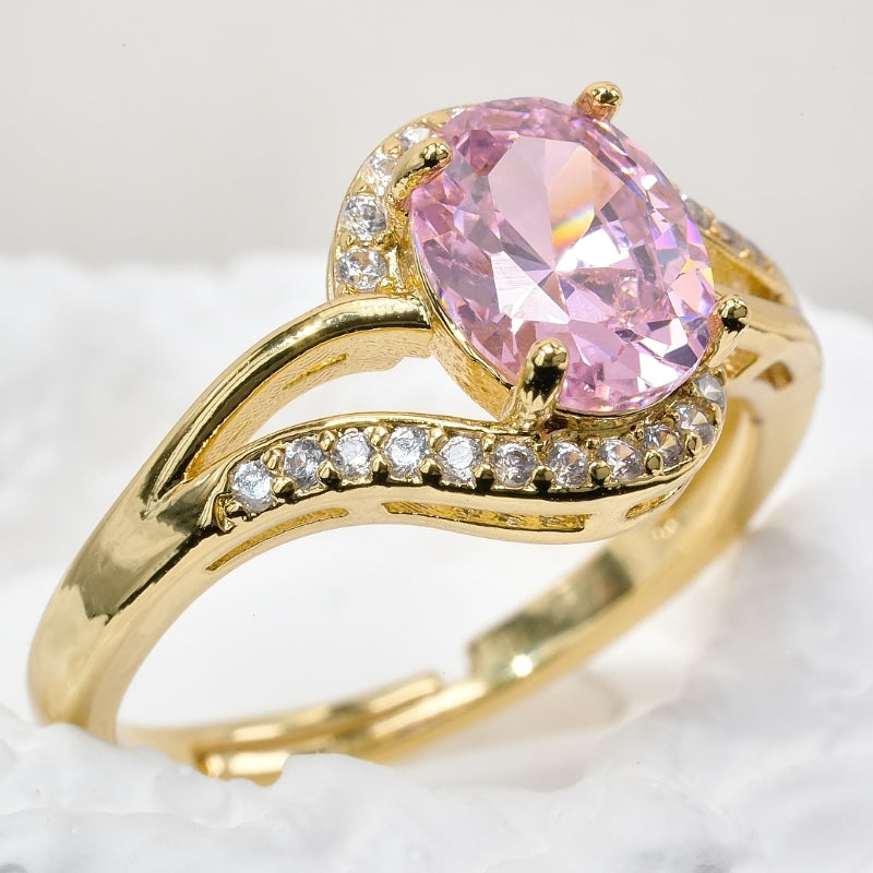 Elegant Curve Oval Gemstone Ring