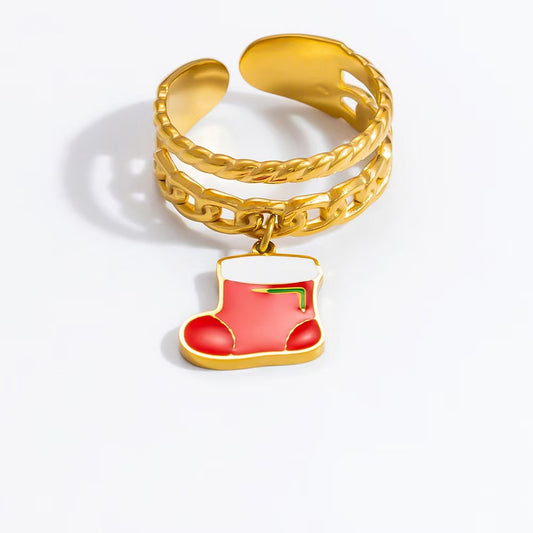 18K Gold Plated Christmas Ring - Stocking Stuffer