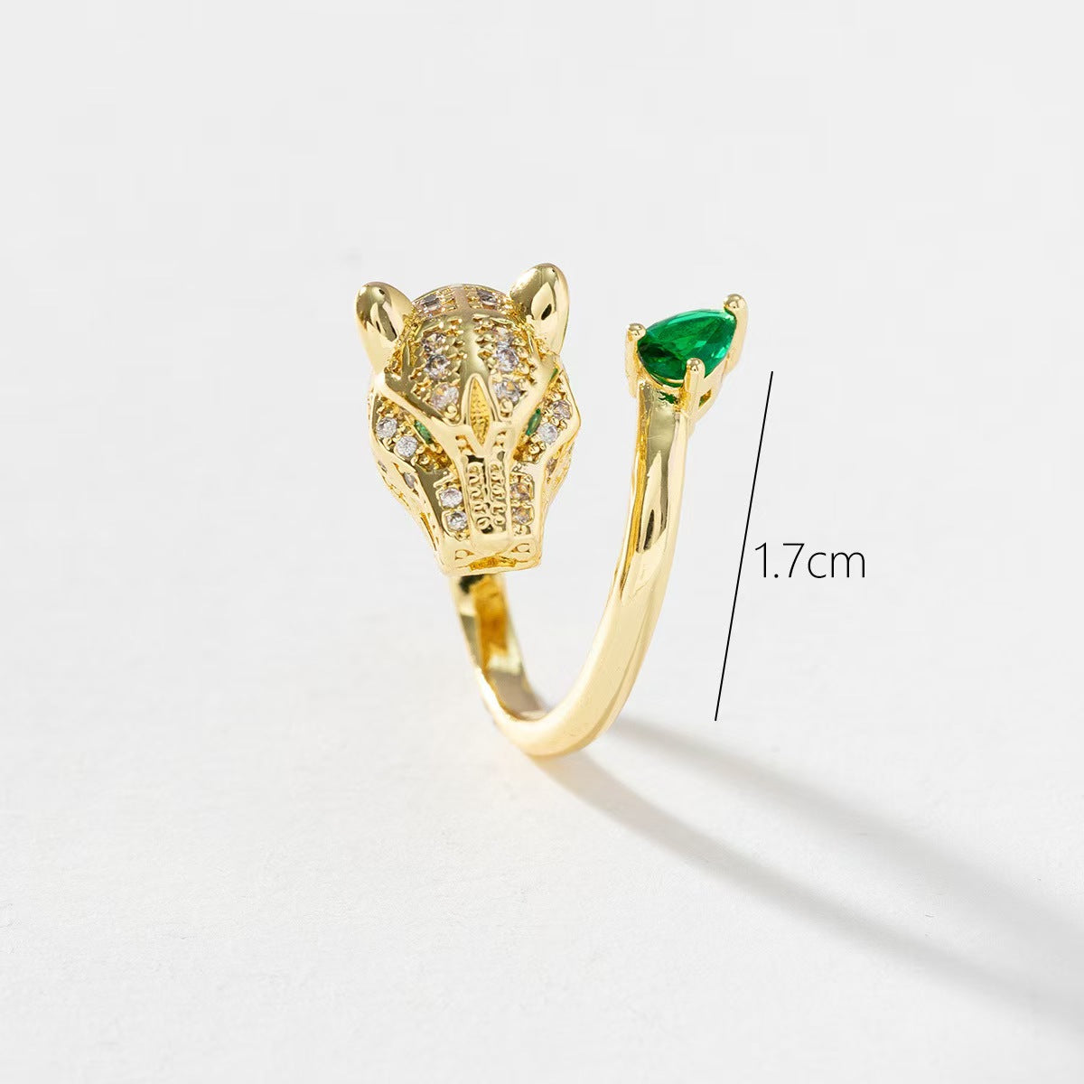 Luxury Leopard Head Emerald Ring