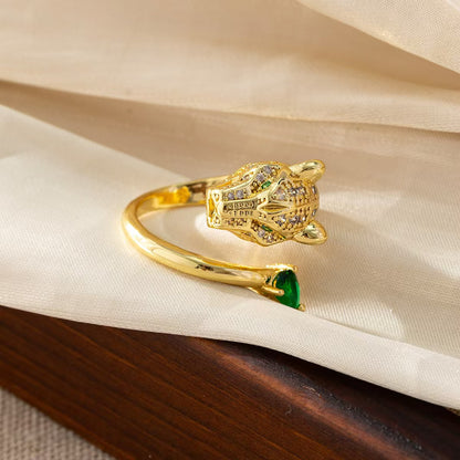 Luxury Leopard Head Emerald Ring