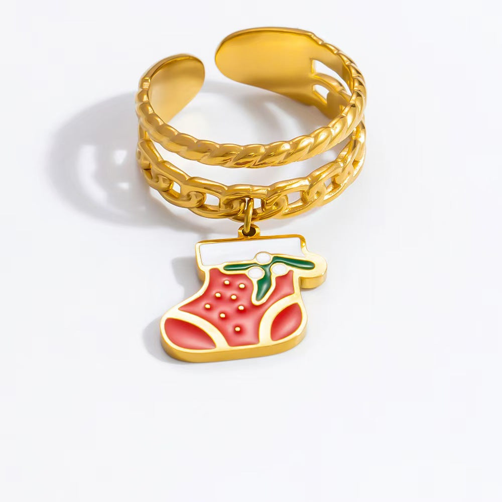 18K Gold Plated Christmas Ring-hazelnuts