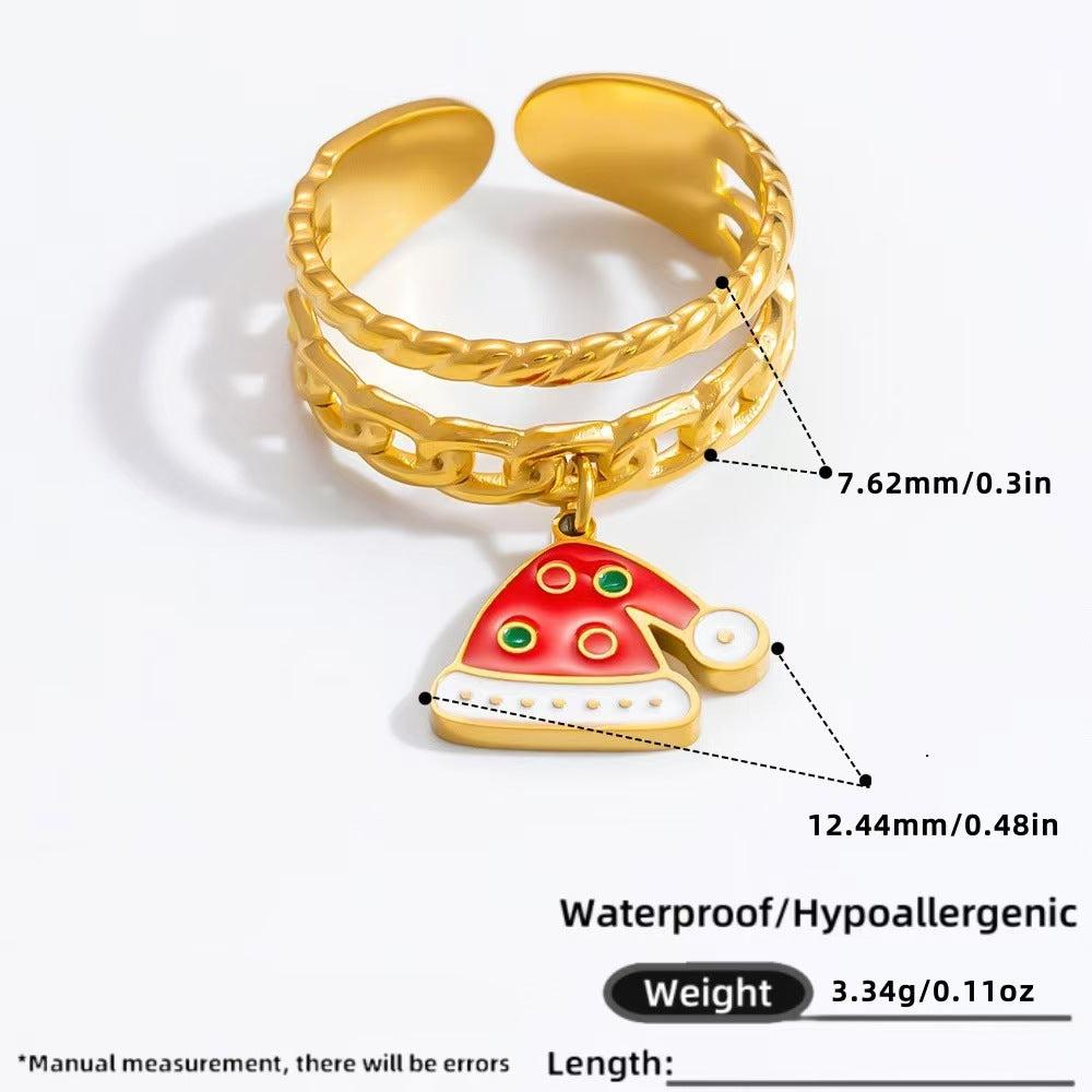 18K Gold Plated Christmas Ring-hats