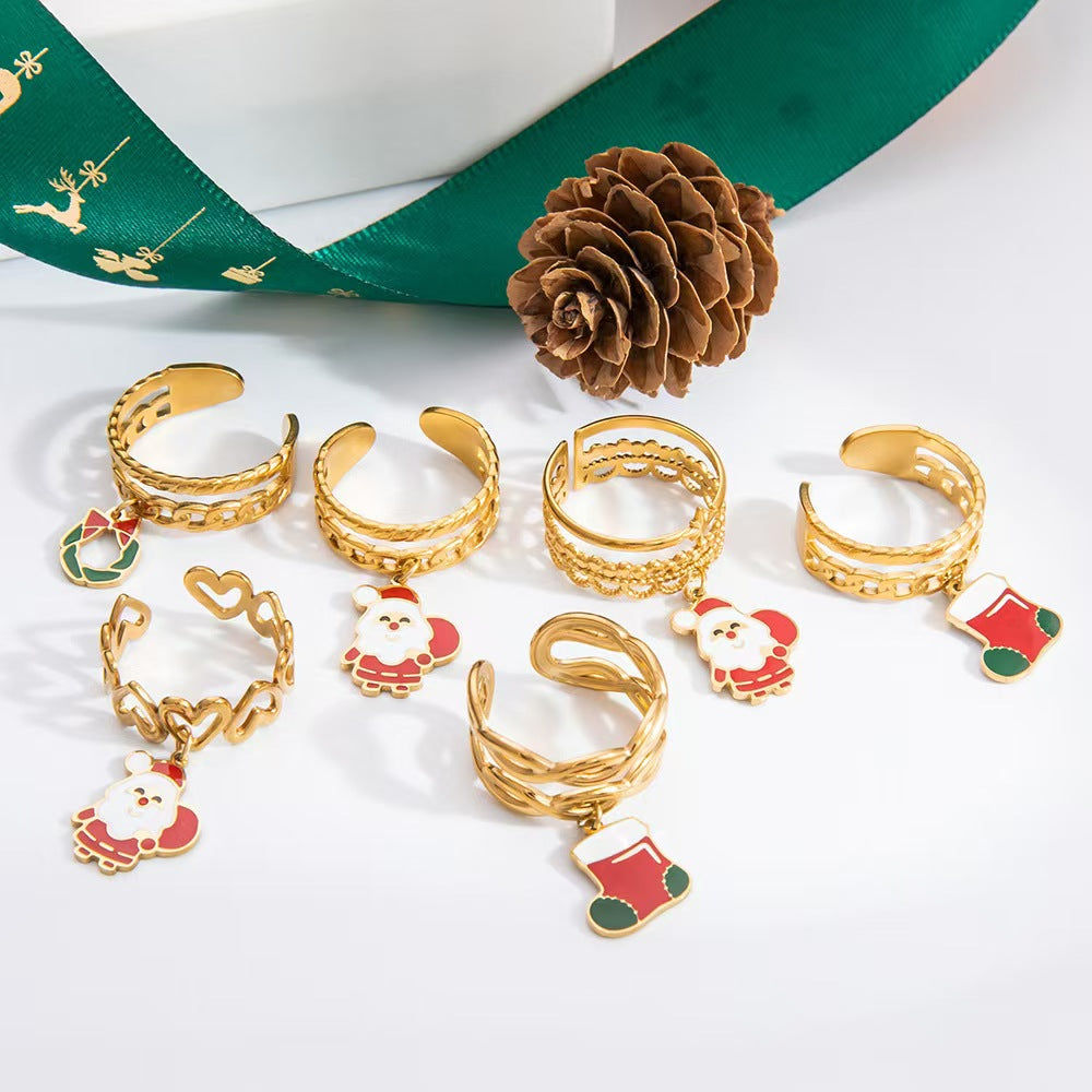 18K Gold Plated Christmas Ring-hats