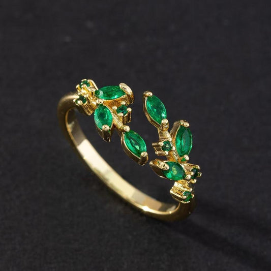 Luxury Emerald Dendritic Ring