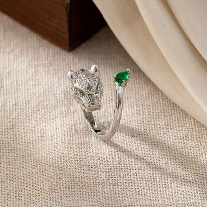 Luxury Leopard Head Emerald Ring