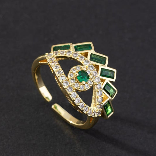 Luxury Devil's Eye Emerald Gemstone Ring